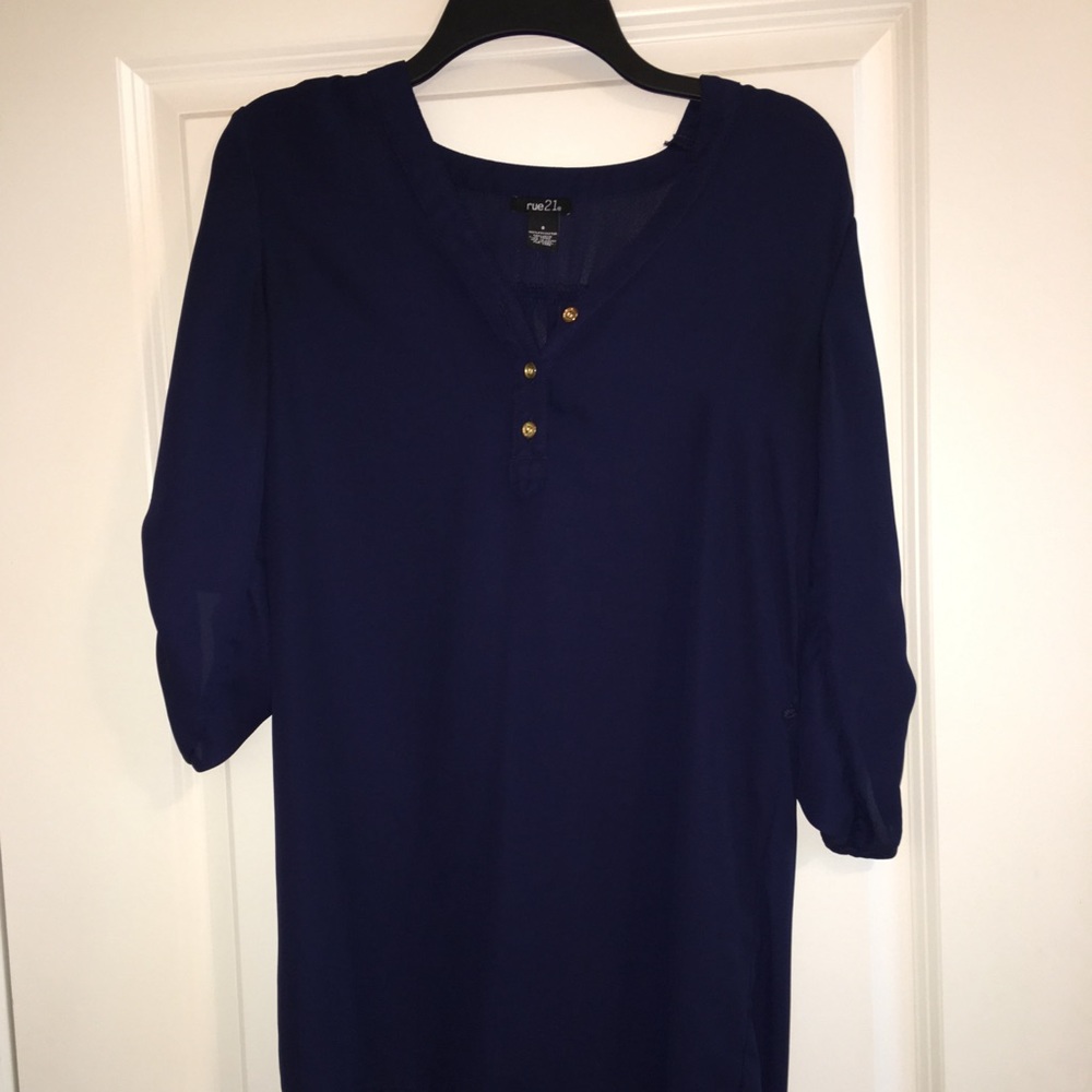Navy Blue High-low Casual Dress